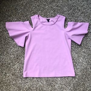 Ann Taylor lilac blouse with off the shoulder sleeves